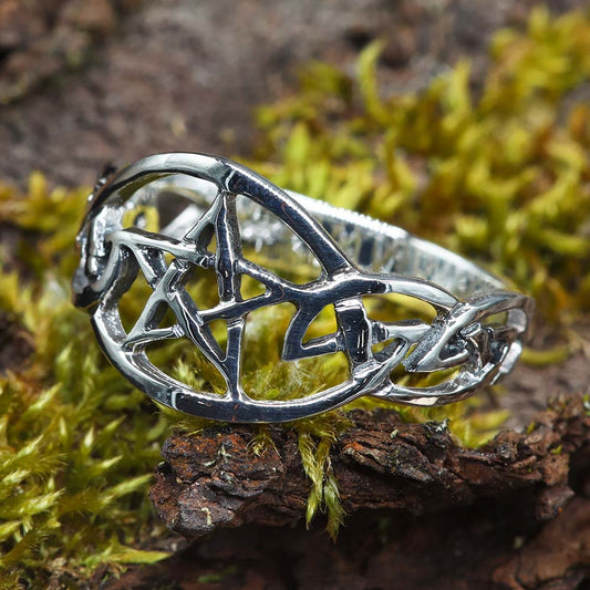 Pentagramm Ring zierlich Silber Gothic schmuck
