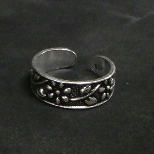 Blume Zehenring Fußschmuck Sommer 925 Silber größenverstellbar