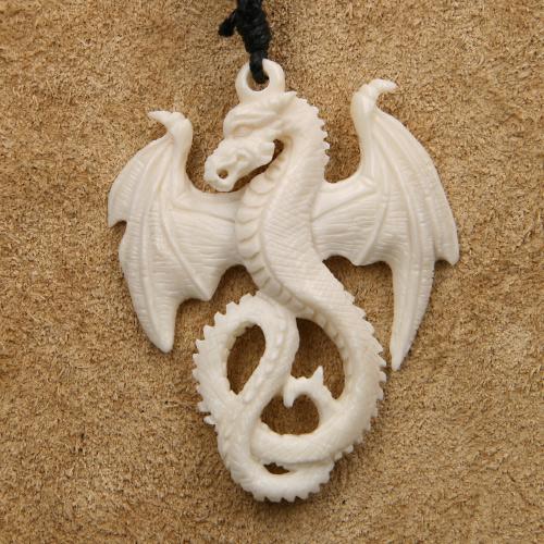 Schmuck Knochen Silber Drache Kette