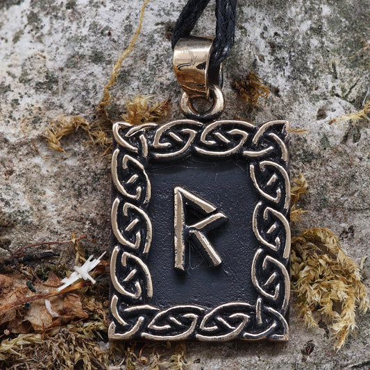 Runen Anhänger raidho älteres Futhark Bronze