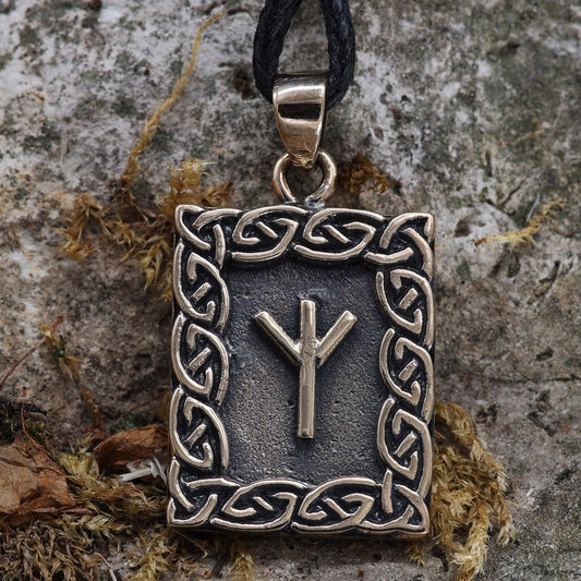  Magischer Runen Anhänger aus Bronze Schmuck Schutzamulett Elhaz
