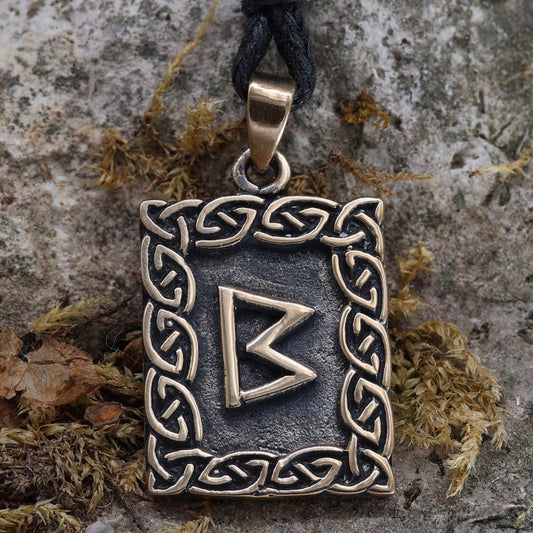 Berkano Runen Anhänger aus Bronze Schmuck Schutzamulett